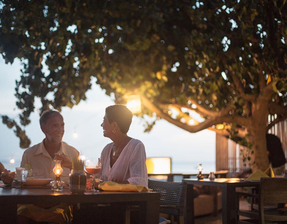 Couple having dinner in an outdoor patio